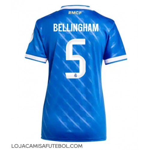 Camisa de Futebol Real Madrid Jude Bellingham #5 Equipamento Alternativo Mulheres 2025-26 Manga Curta